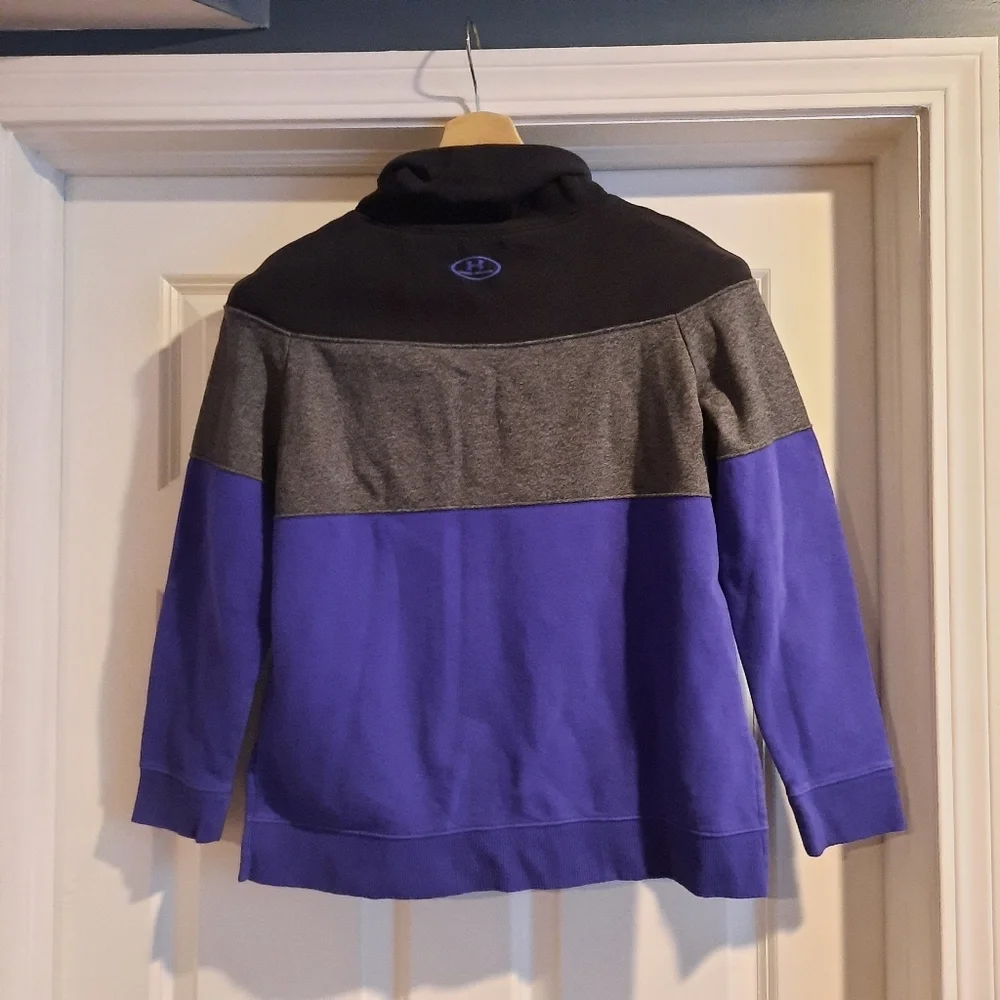 Under Armour‎ Sweater Sweatshirt Youth Girls Large Loose Black Purple Turtleneck